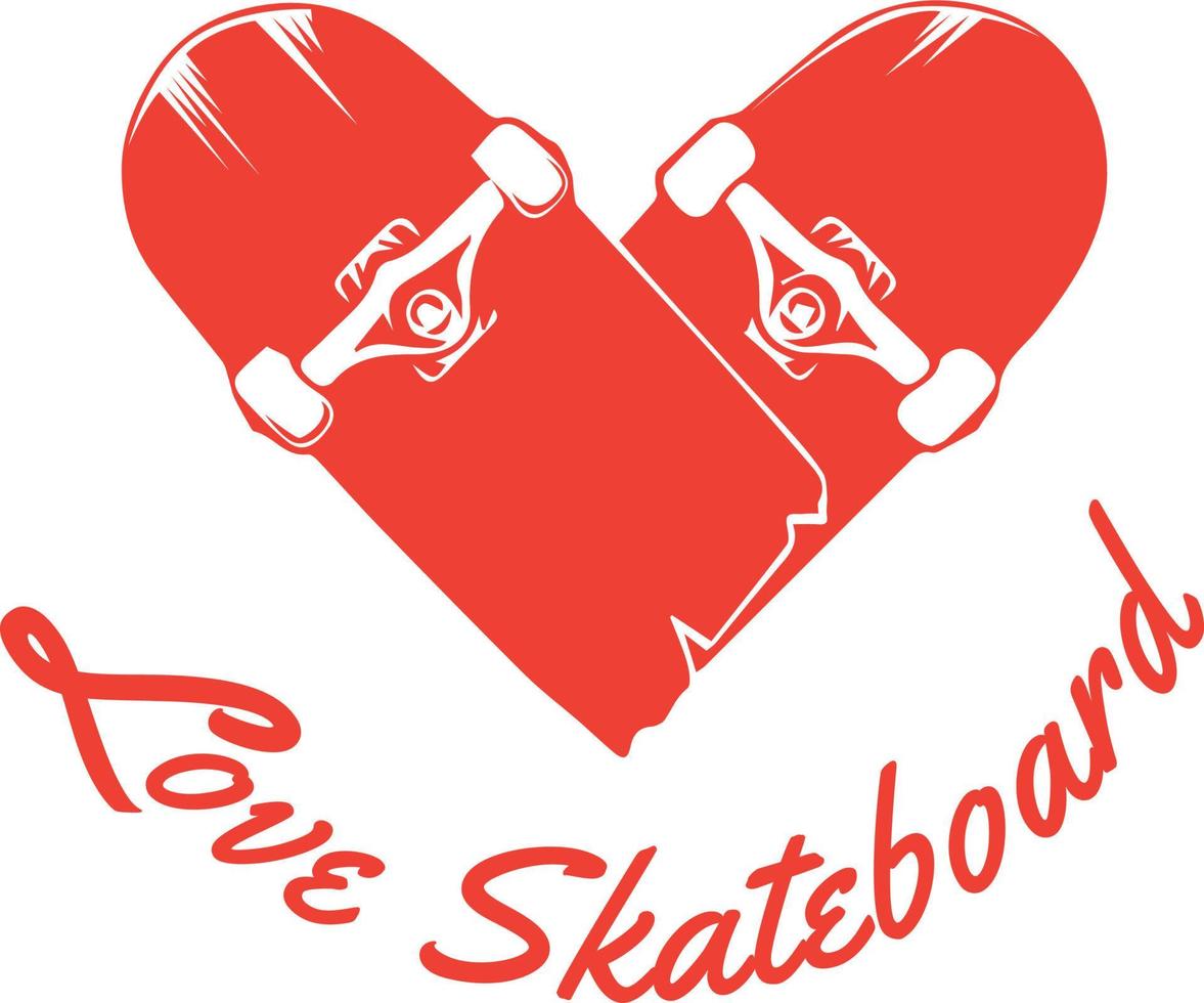 skateboard icon vector illustration, love skateboard text.