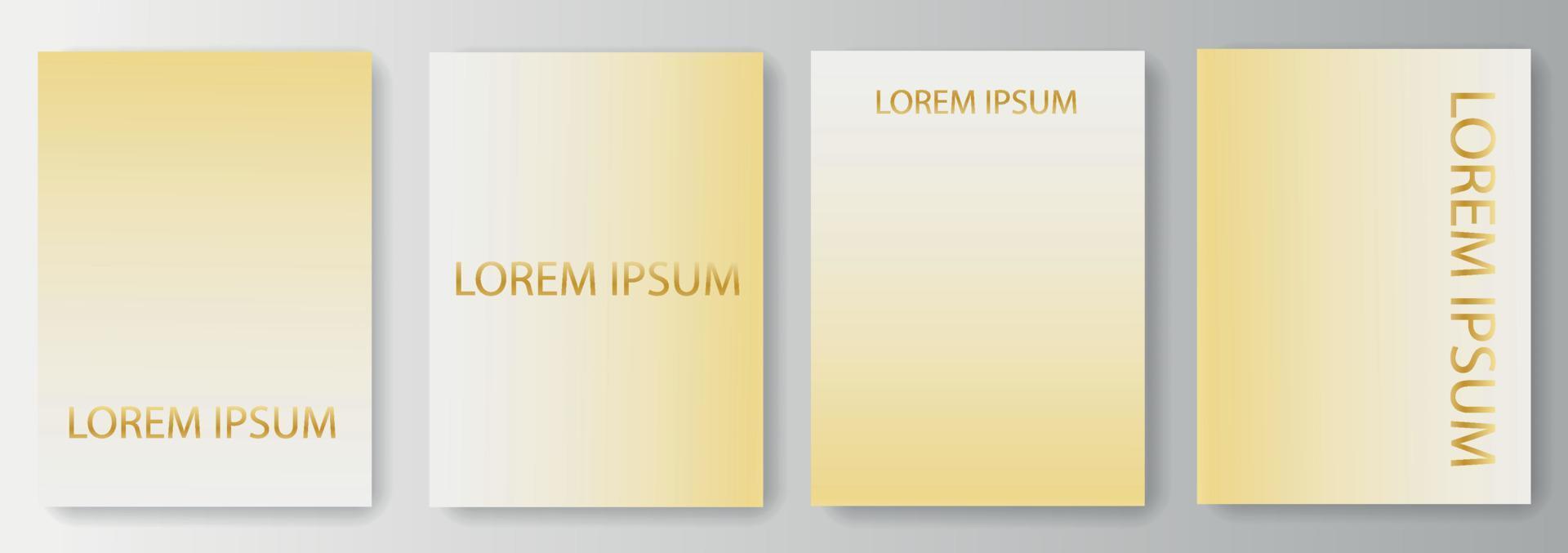 Set collection of gradient golden backgrounds with place for text vector