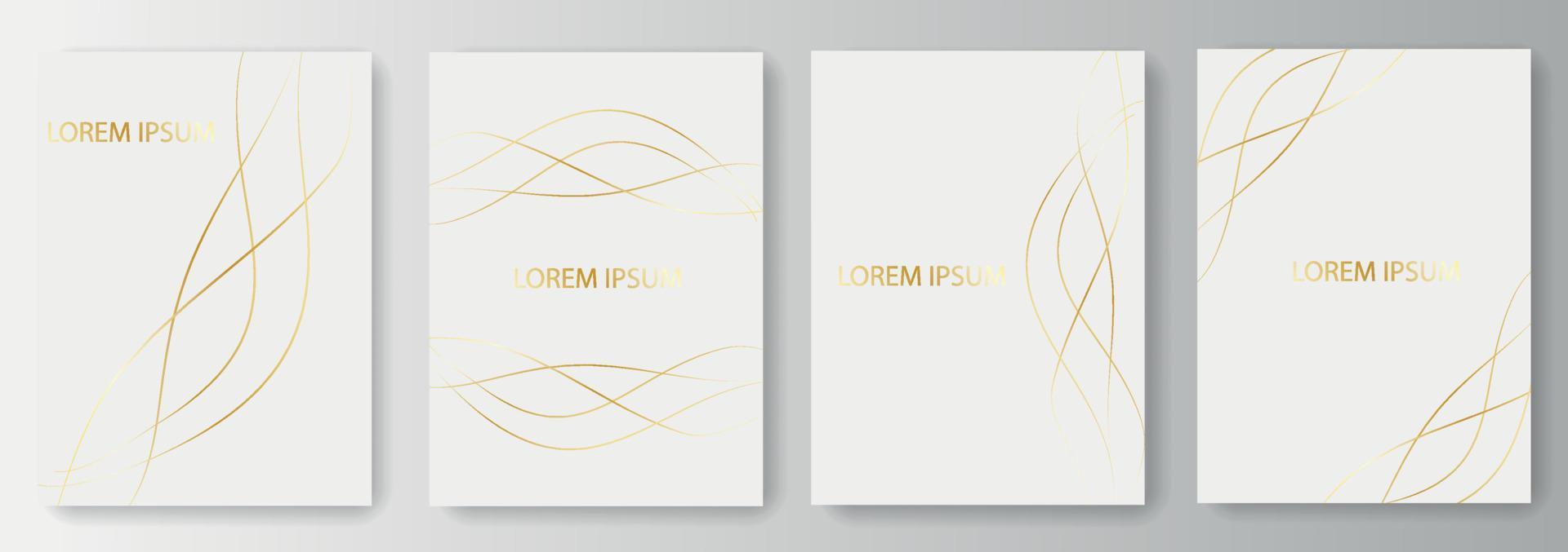 Set collection of white backgrounds with golden lines and place for text vector