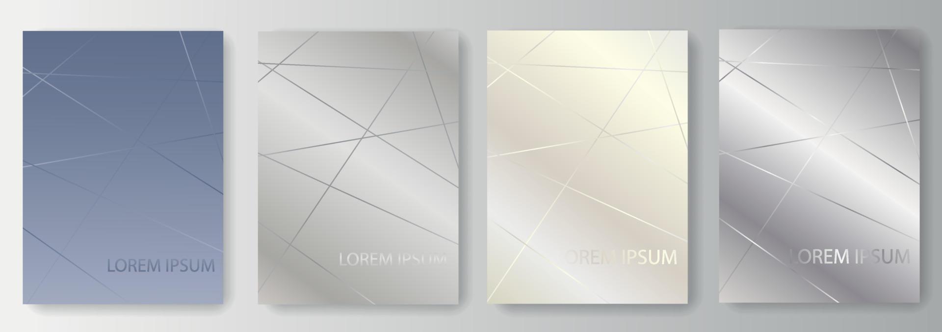 Set collection of gray silver backgrounds with intersecting lines vector