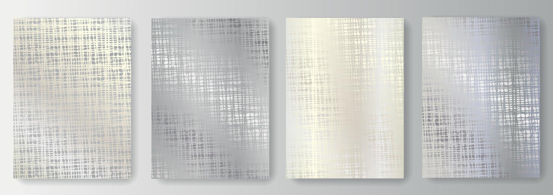 Set collection of silver backgrounds with fine mesh vector