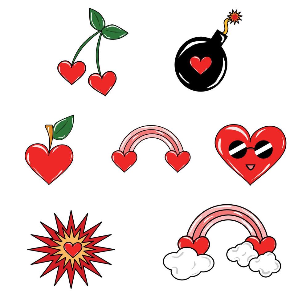 Set collection of elements depicting hearts vector