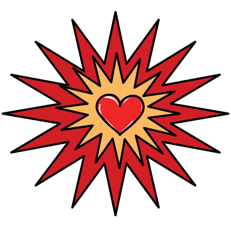 Flash of red and yellow with a heart inside vector