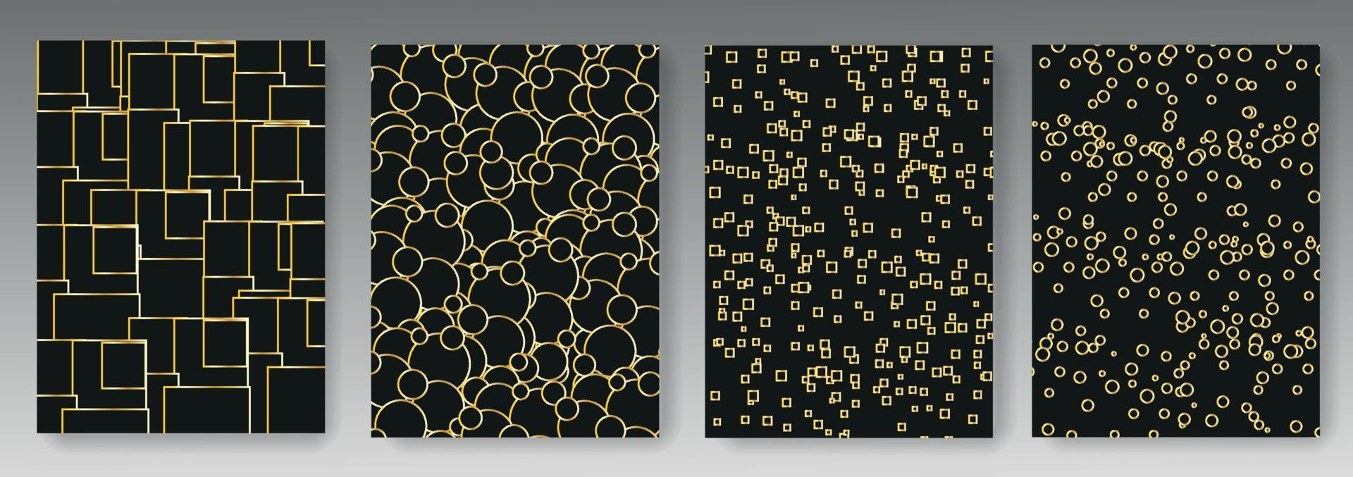 Set collection of black backgrounds with gold elements vector