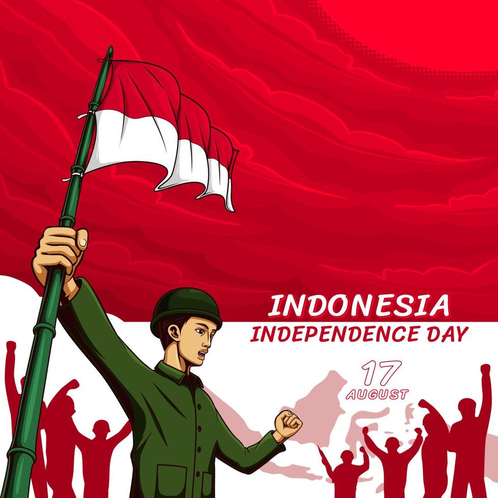 diseño de publicación del día de la independencia de indonesia con ilustración vector