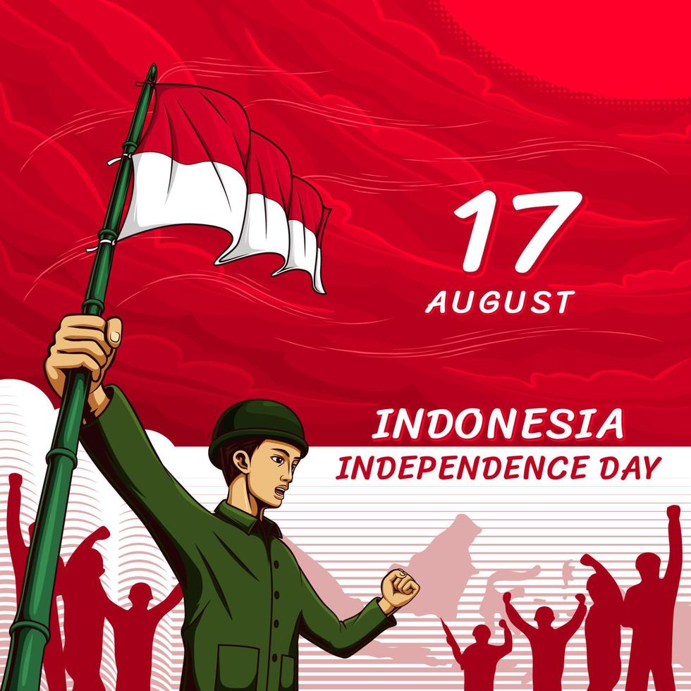 Indonesia independence Day Post Design With illustration vector