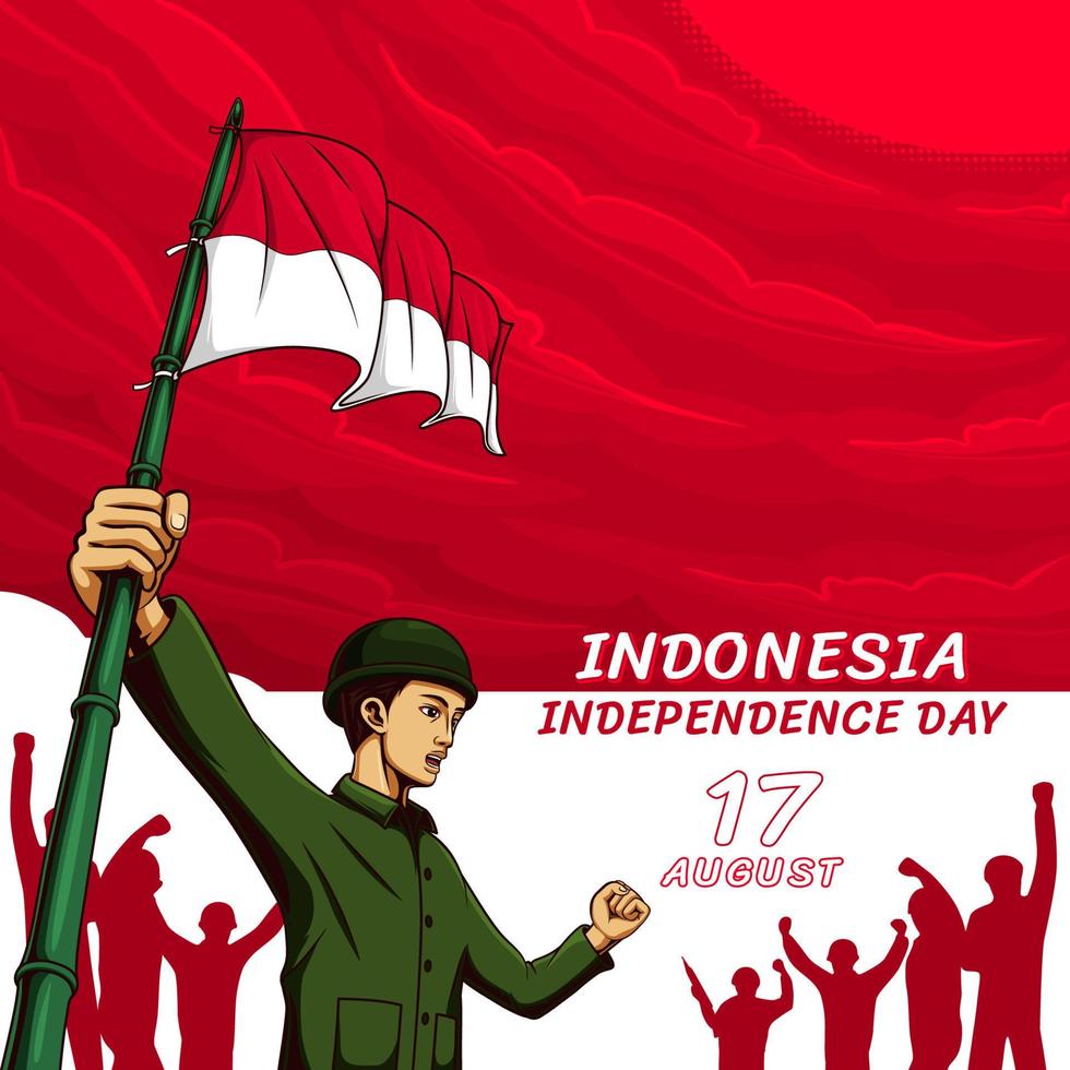 diseño de publicación del día de la independencia de indonesia con ilustración vector