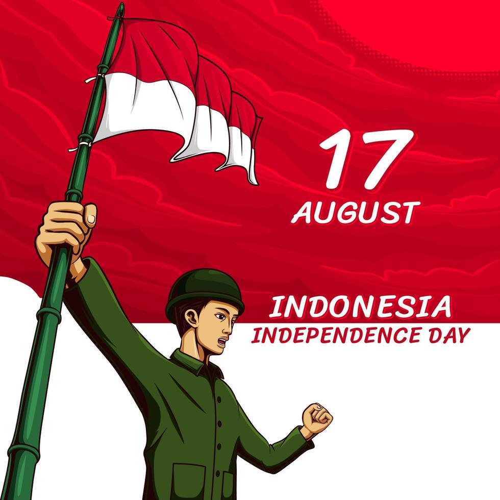 diseño de publicación del día de la independencia de indonesia con ilustración vector