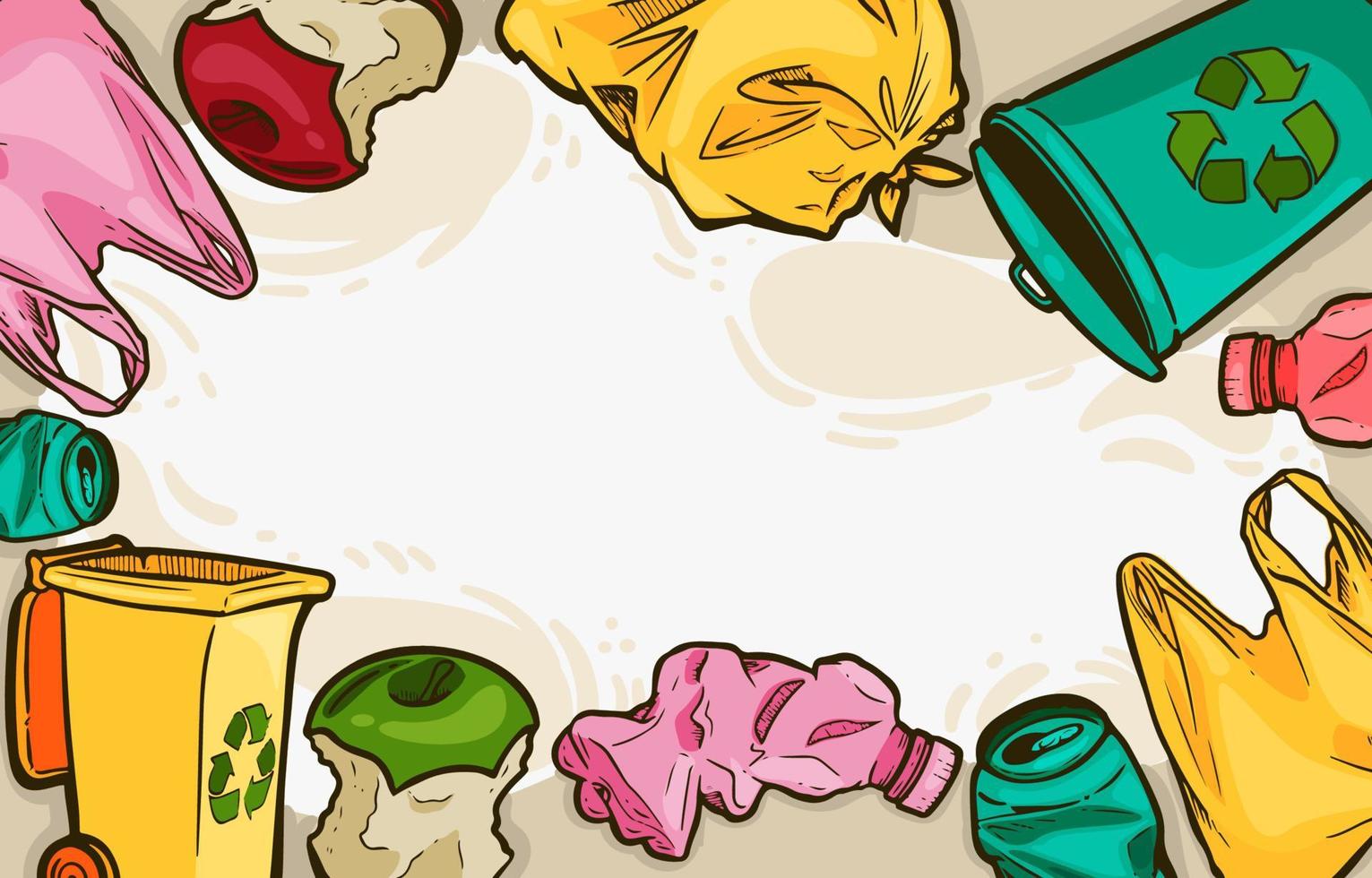 fondo de basura de reciclaje en colores brillantes vector