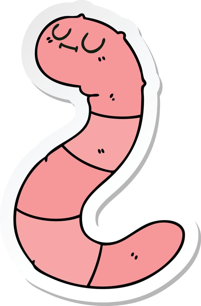 sticker of a quirky hand drawn cartoon worm vector