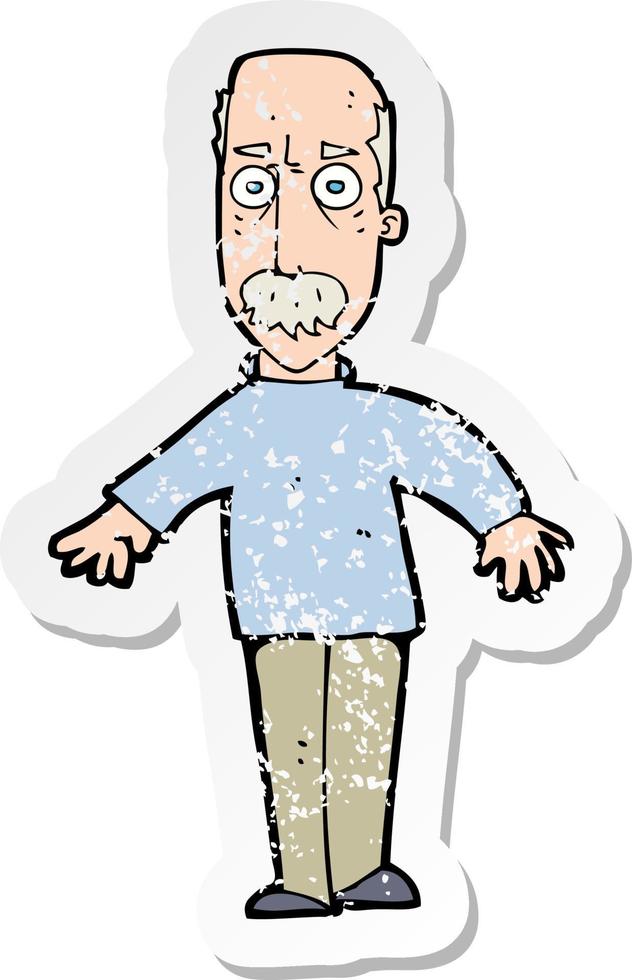 retro distressed sticker of a cartoon annoyed old man vector