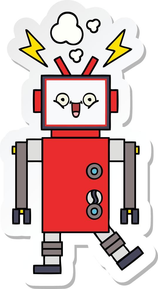 sticker of a cute cartoon robot vector