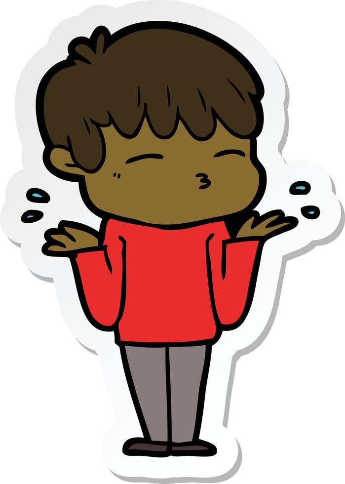 sticker of a cartoon curious boy vector