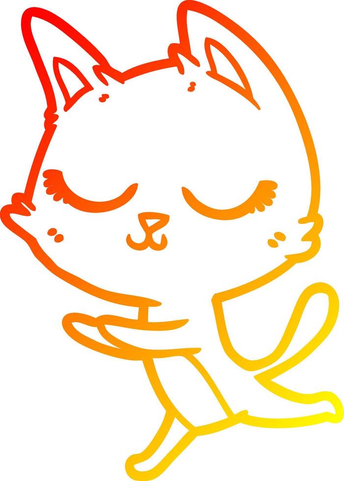 warm gradient line drawing calm cartoon cat vector
