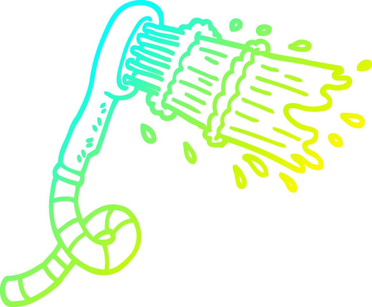 cold gradient line drawing cartoon shower head vector
