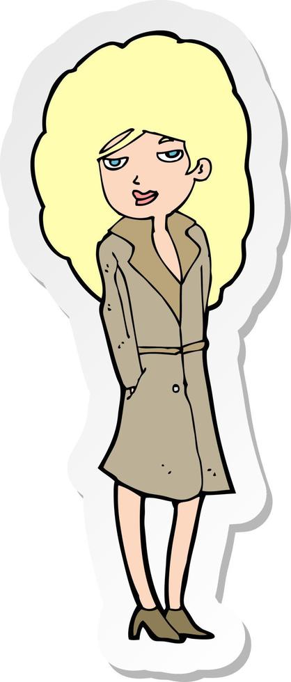 sticker of a cartoon female spy vector