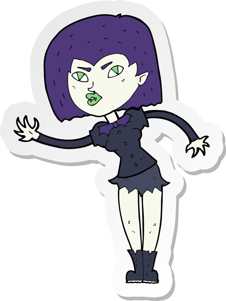 sticker of a cartoon vampire girl vector