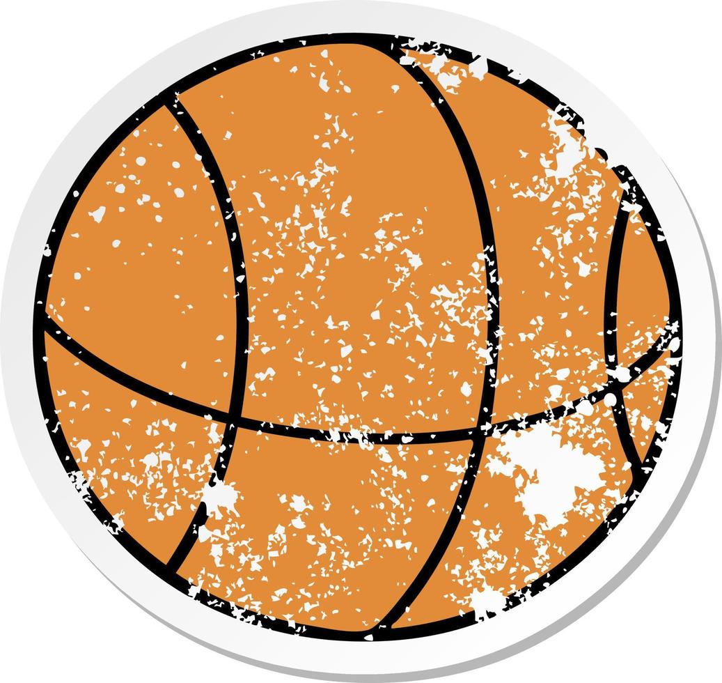 distressed sticker of a cute cartoon basket ball vector