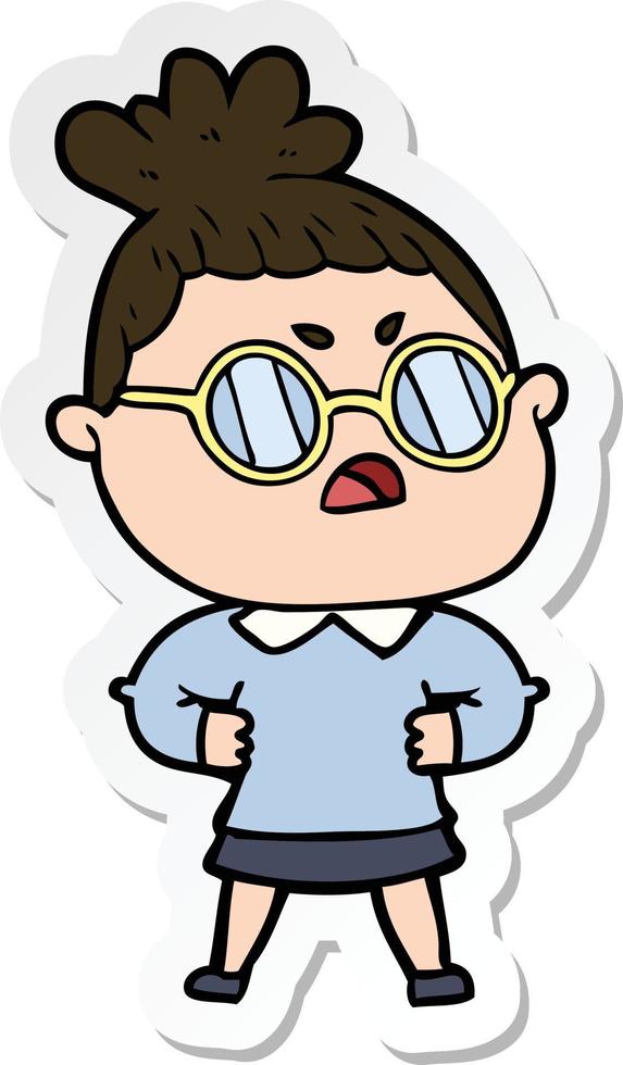 sticker of a cartoon annoyed woman vector