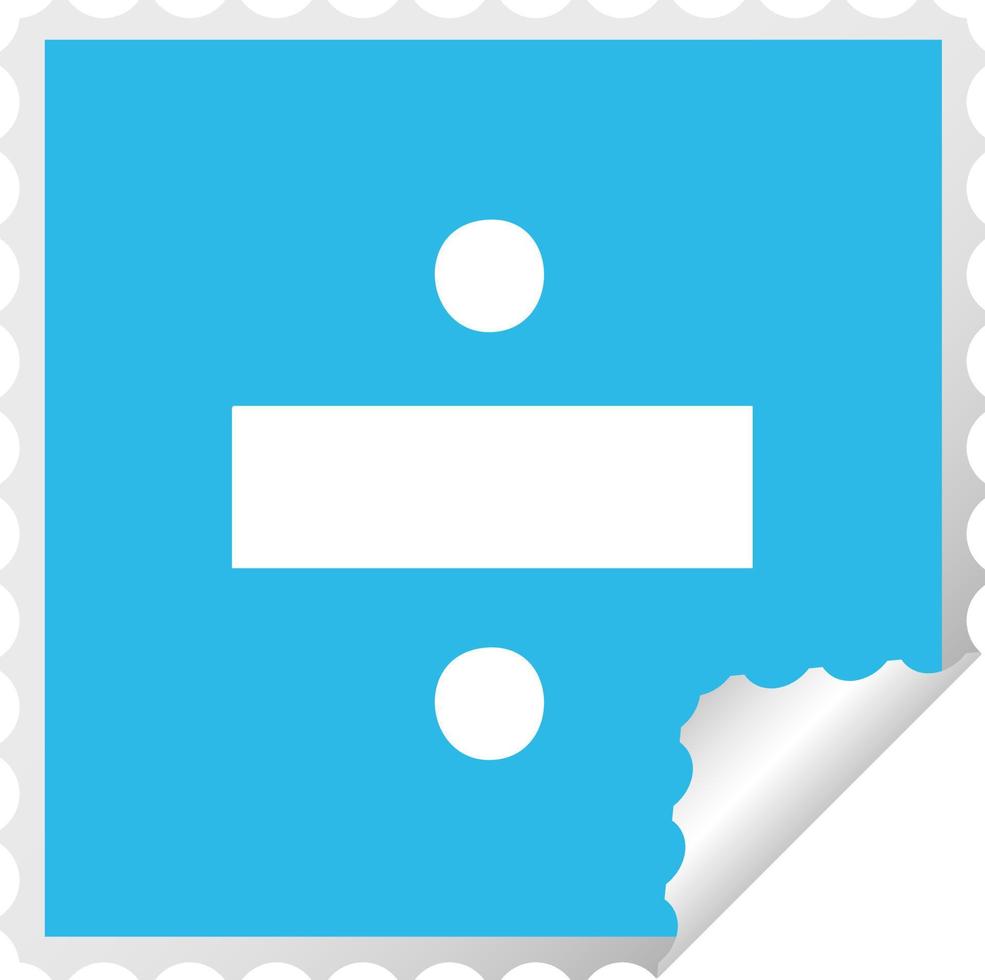 square peeling sticker cartoon division symbol vector