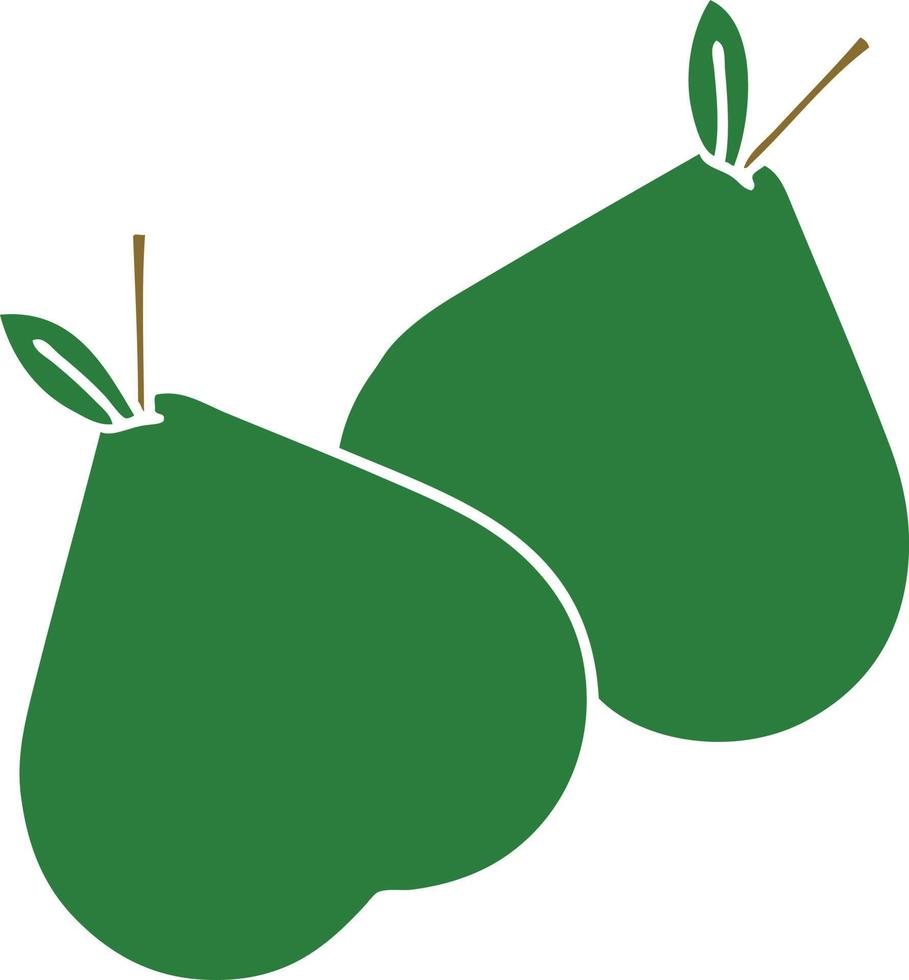 flat color retro cartoon pears vector