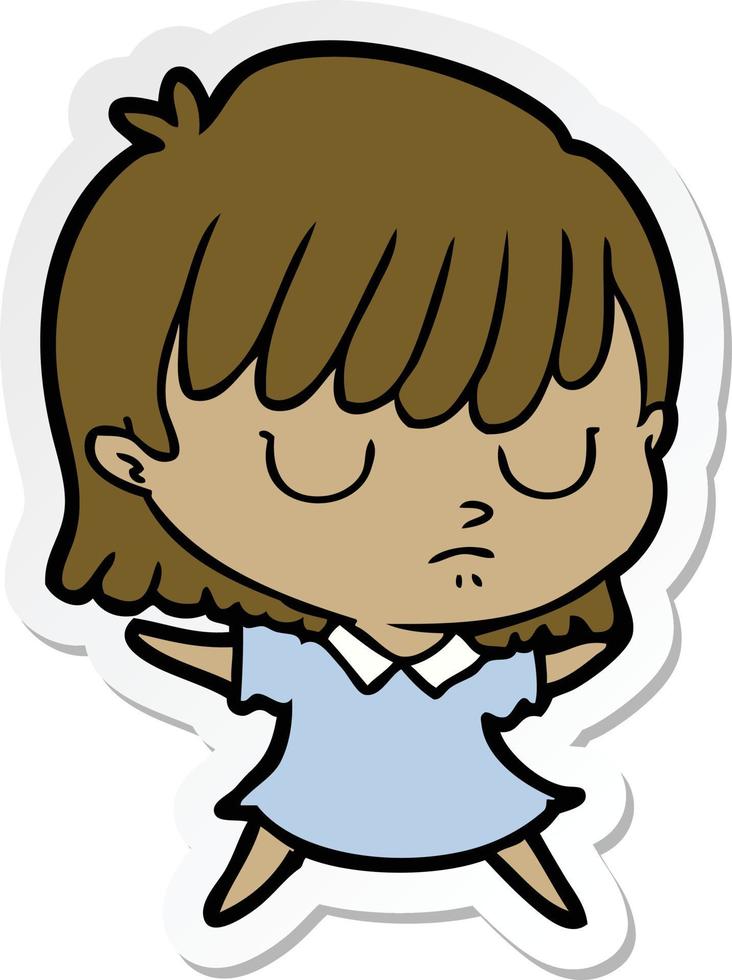 sticker of a cartoon woman vector