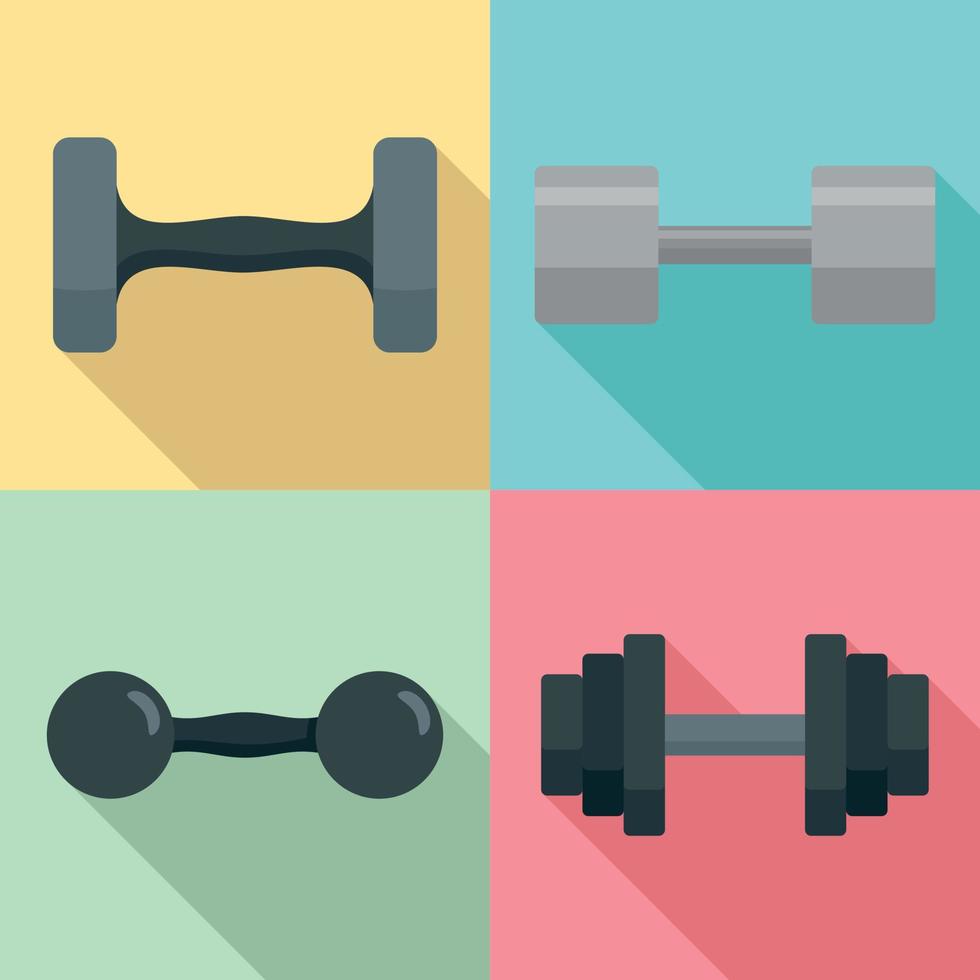 Dumbell icon set, flat style vector