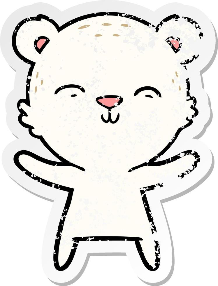 pegatina angustiada de un oso polar de dibujos animados feliz vector