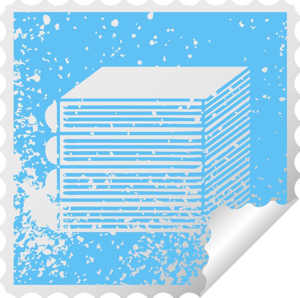 distressed square peeling sticker symbol stack of books vector