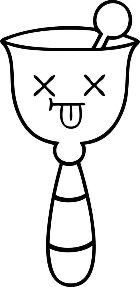 line drawing cartoon school bell vector