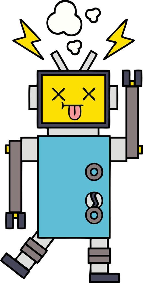 cute cartoon robot malfunction vector