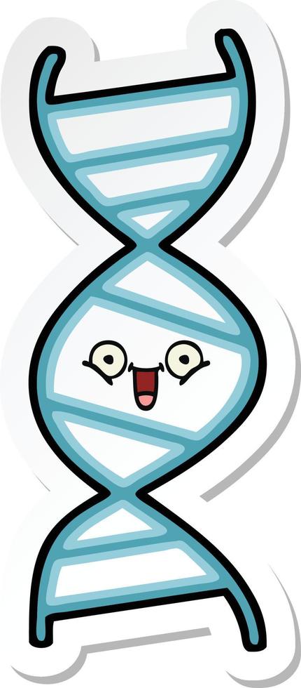 sticker of a cute cartoon DNA strand vector