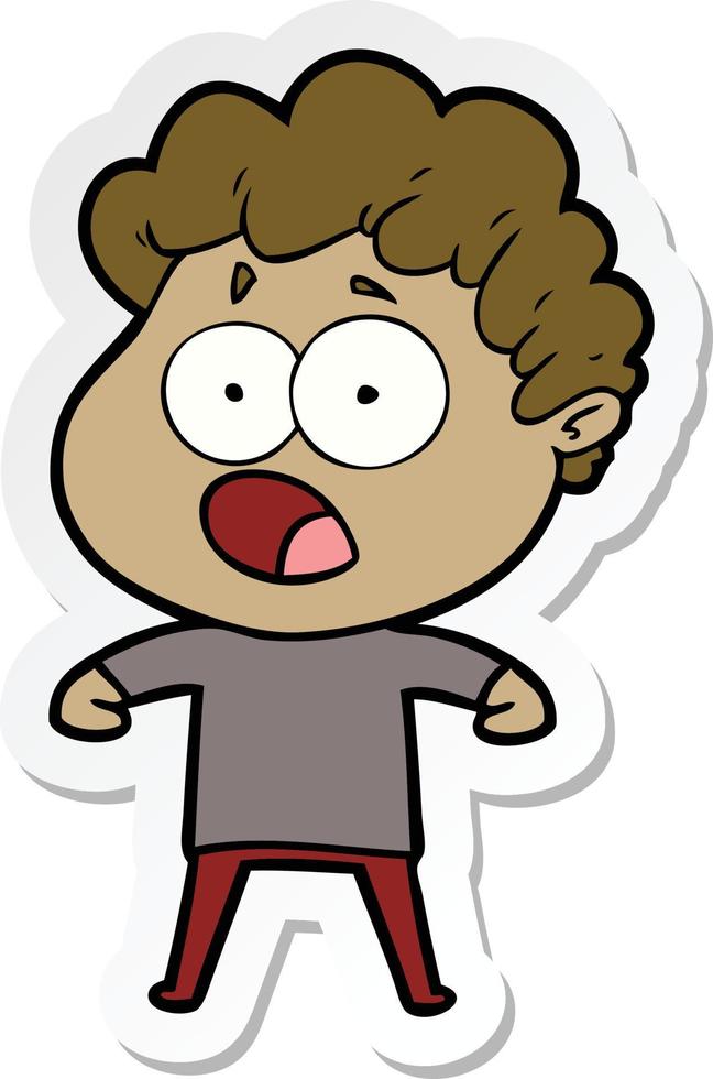 sticker of a cartoon man gasping in surprise vector