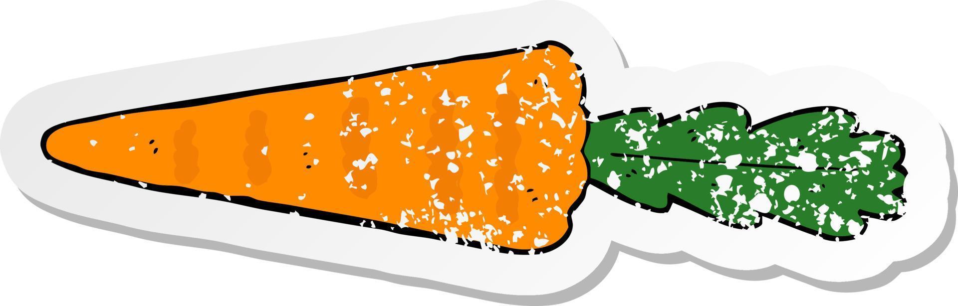 distressed sticker of a cartoon carrot vector