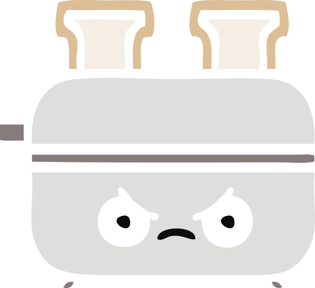 flat color retro cartoon of a toaster vector