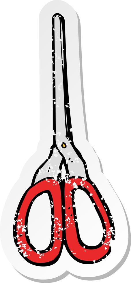 retro distressed sticker of a cartoon scissors vector