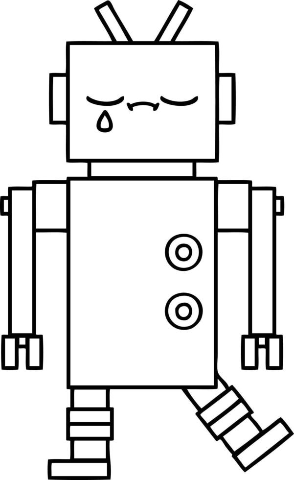 line drawing cartoon robot vector