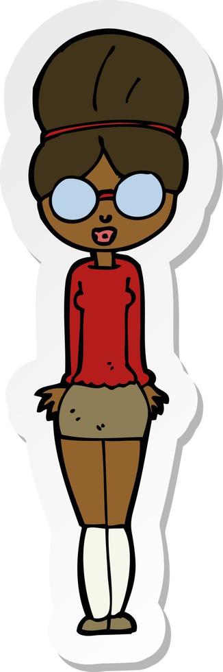 sticker of a cartoon librarian woman vector