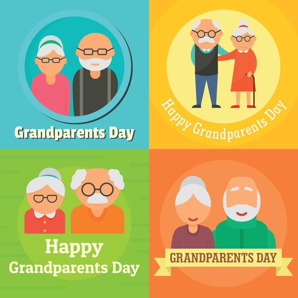 Grandparents day granny concept set, flat style vector