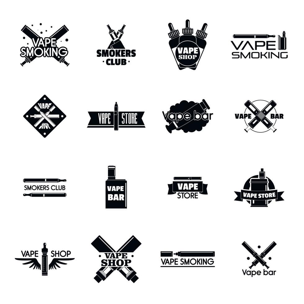 Electronic cigarette mod logo set, simple style vector