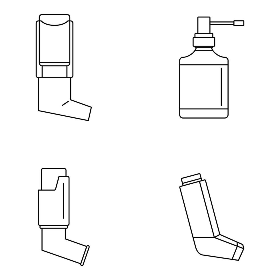 Inhaler set icon, outline style vector