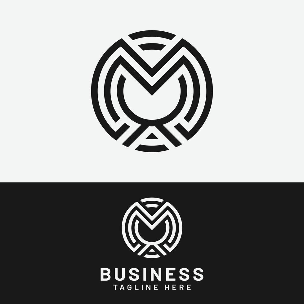 Letter Monogram M or MM Circle Logo Design Template vector