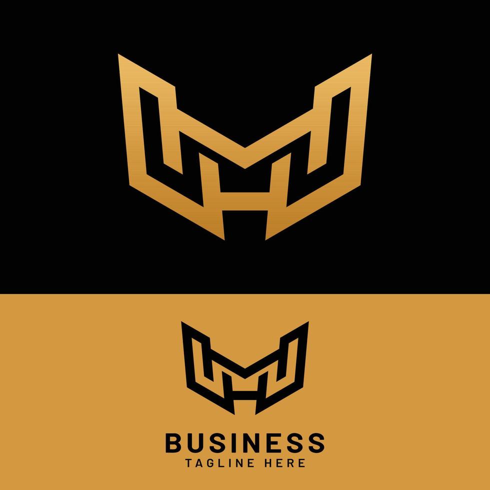 M H MH HM Letter Monogram Initial Logo Design Template vector