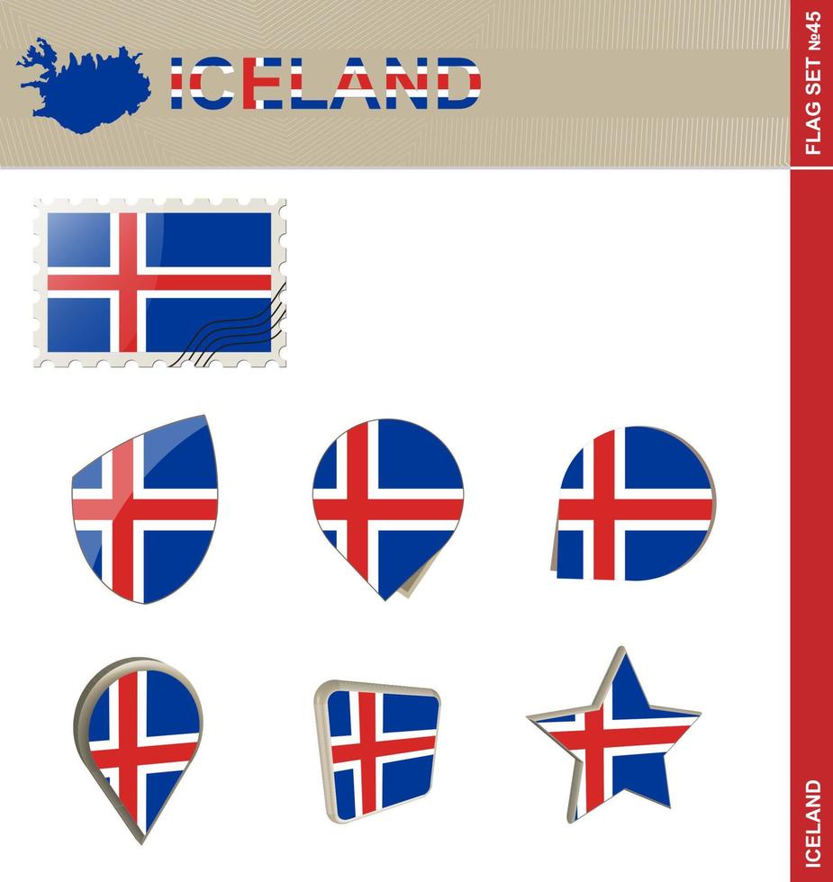 conjunto de banderas de islandia, conjunto de banderas vector