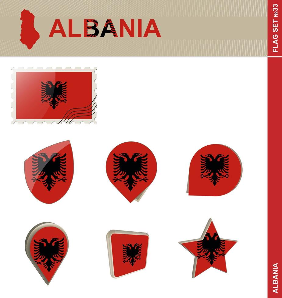 conjunto de banderas de albania, conjunto de banderas vector