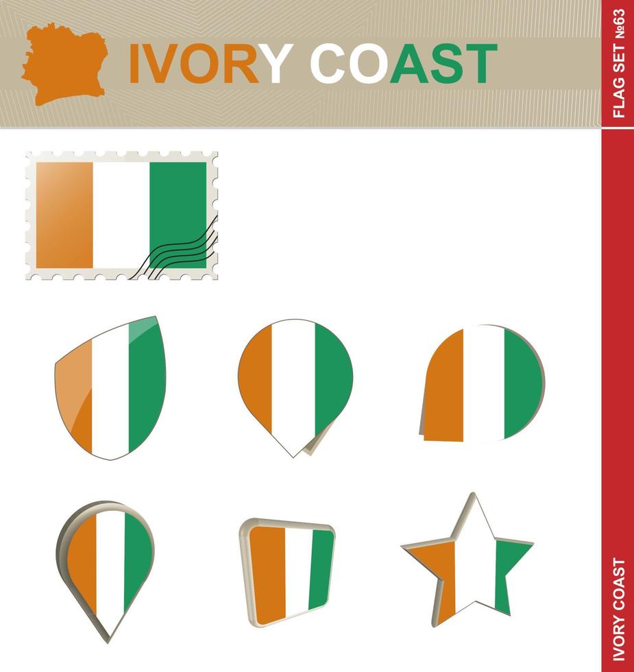 Ivory Coast Flag Set, Flag Set vector