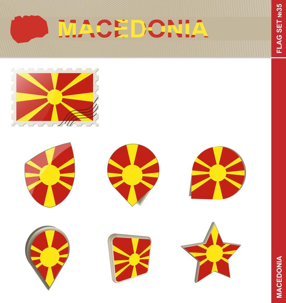 conjunto de banderas de macedonia, conjunto de banderas vector