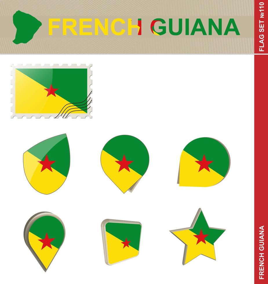 French Guiana Flag Set, Flag Set vector
