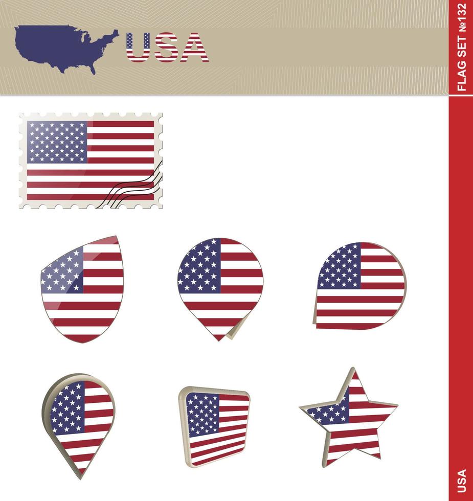 USA Flag Set, Flag Set vector