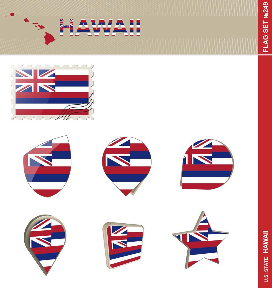 conjunto de banderas de hawaii, conjunto de banderas vector